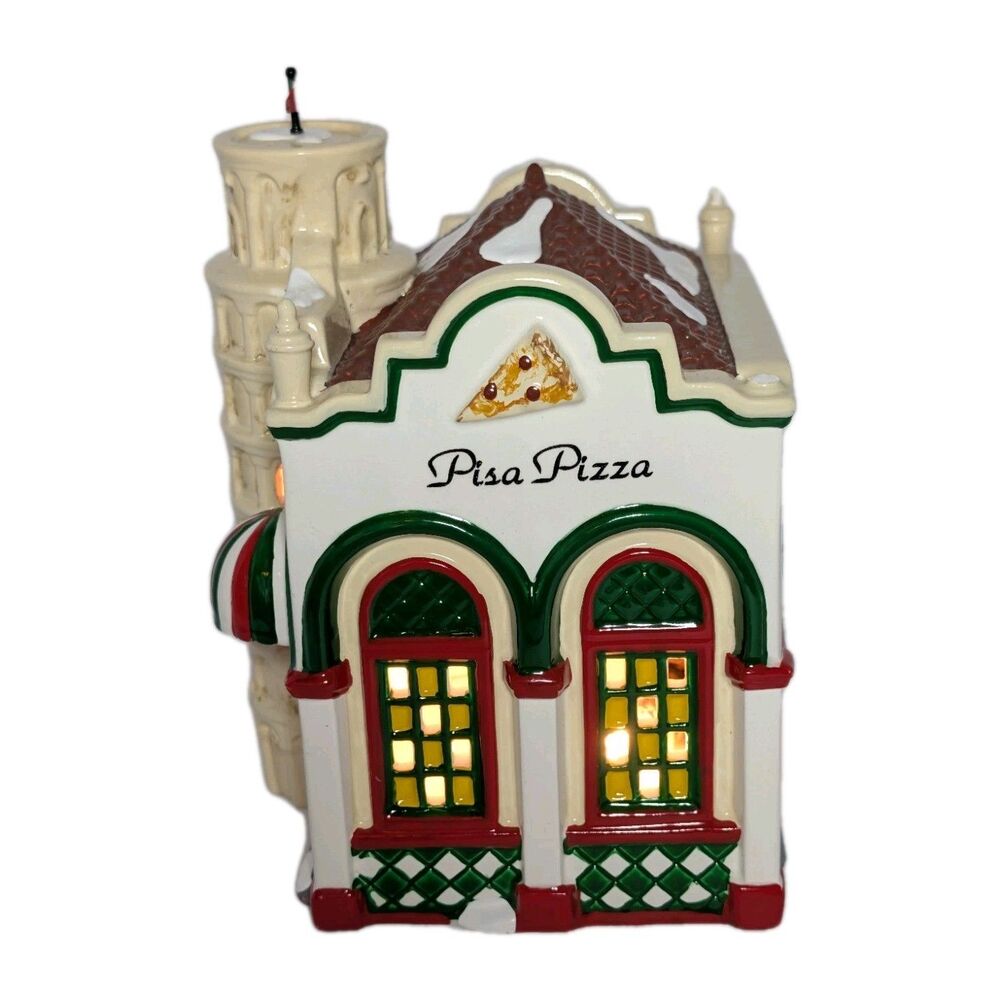 Department 56 Snow Village Pisa Pizza Lighted Building #54851 Vintage 1995 MINT - Picture 7 of 12